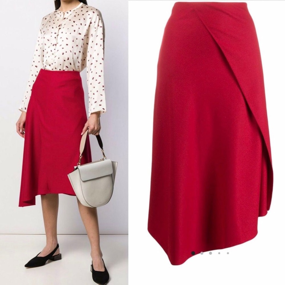 Vince Asymmetric Draped Flanel Skirt